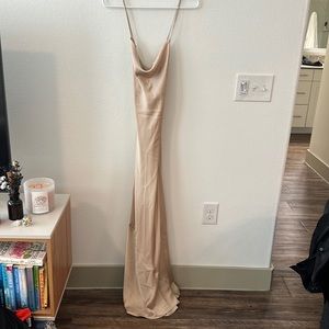 Show Me Your MUMU champagne satin dress